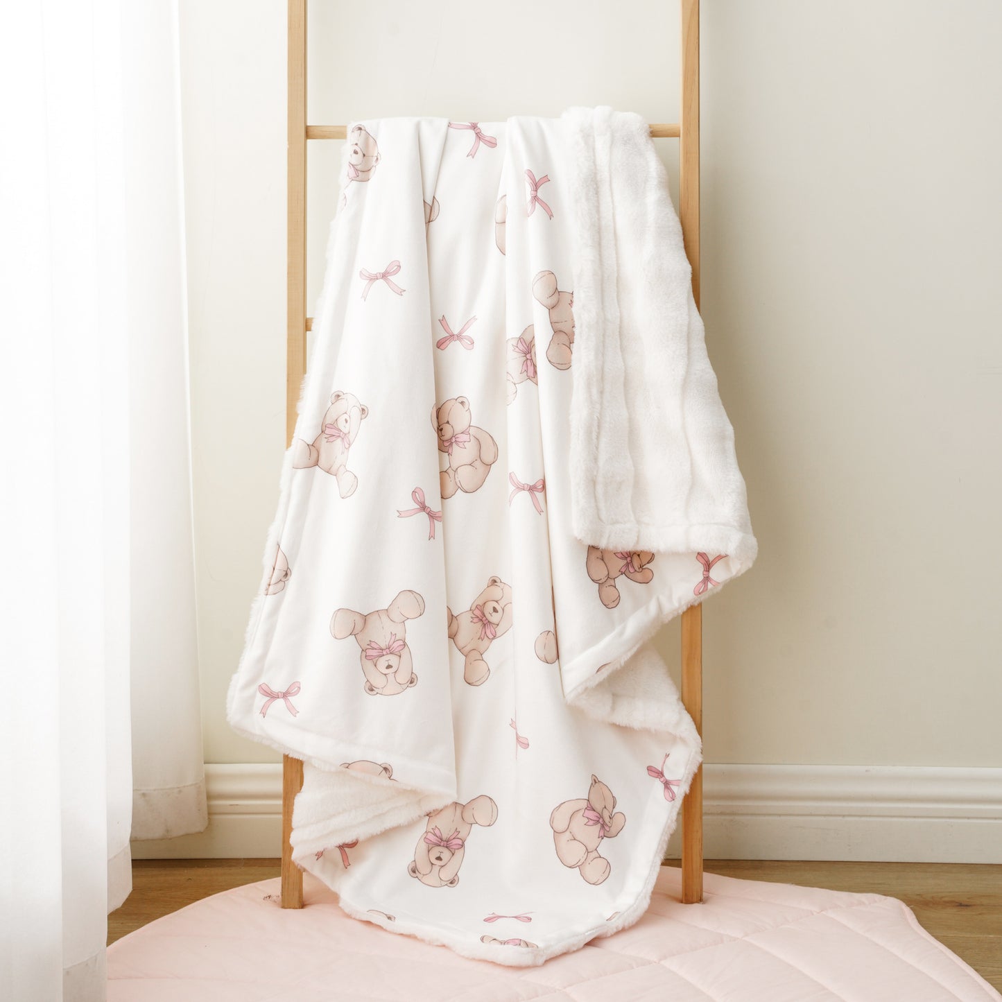 ๐ Blanket/ Rosie Bear Hug โ Pink Bows & Teddy Bear Snuggles
