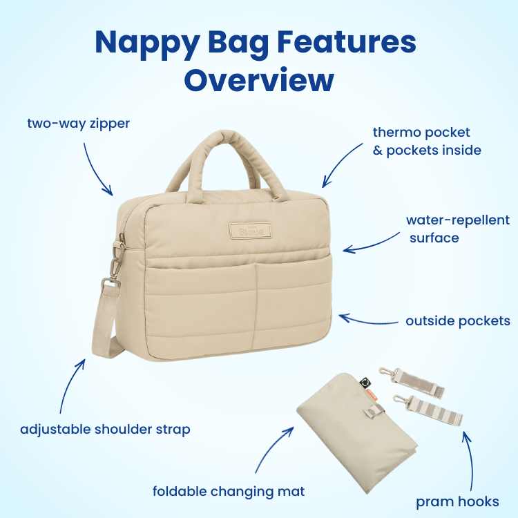 The Nappy Bag- Durable yet lightweight. Roomy yet compact.