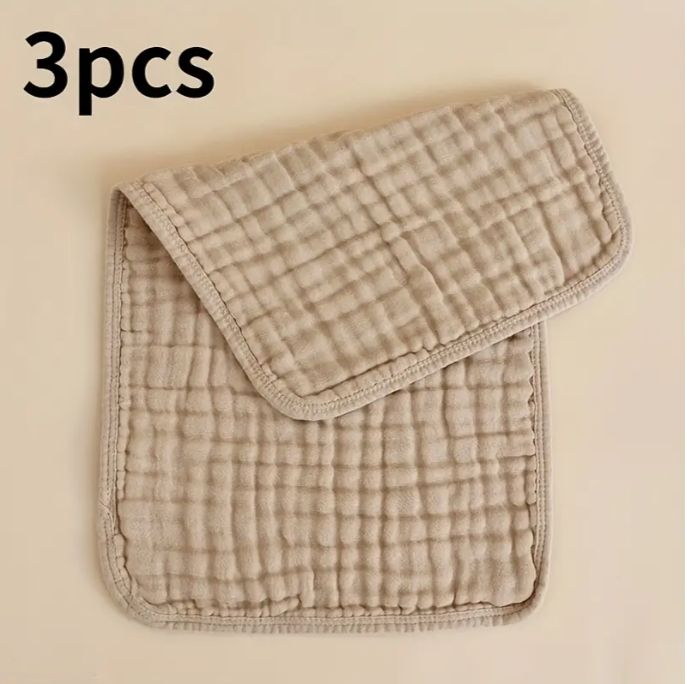 3 Highly Absorbent 6 Layers 100% Organic Soft Cotton-Muslin Baby Burp Cloths