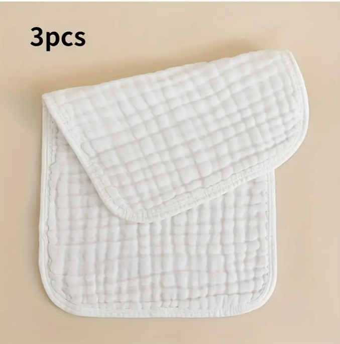 3 Highly Absorbent 6 Layers 100% Organic Soft Cotton-Muslin Baby Burp Cloths