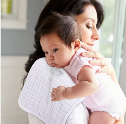 3 Highly Absorbent 6 Layers 100% Organic Soft Cotton-Muslin Baby Burp Cloths