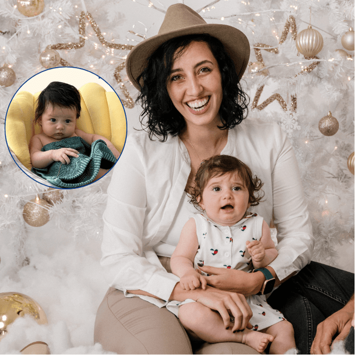 Lara, founder of Bleue Bébé, with her baby