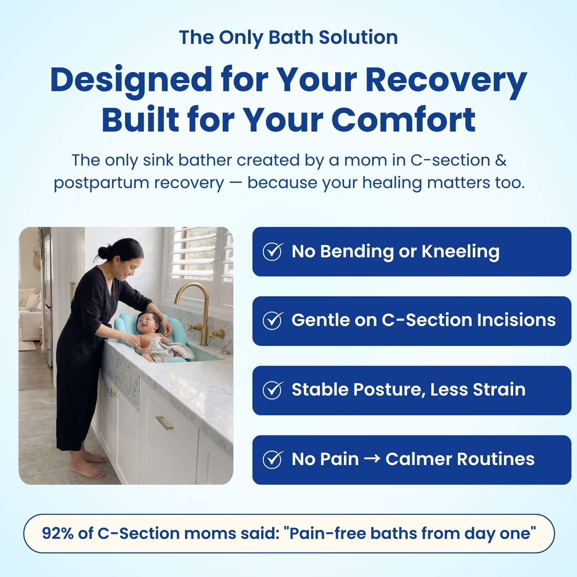 Say goodbye to the plastic tub — hello to a bath, your baby actually enjoys.